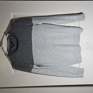 Express Merino Wool Blend Sweater Two Tone Colorblock Gray Crew Neck Size M